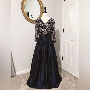 Jessica Howard Shantung and Lace Ball Gown